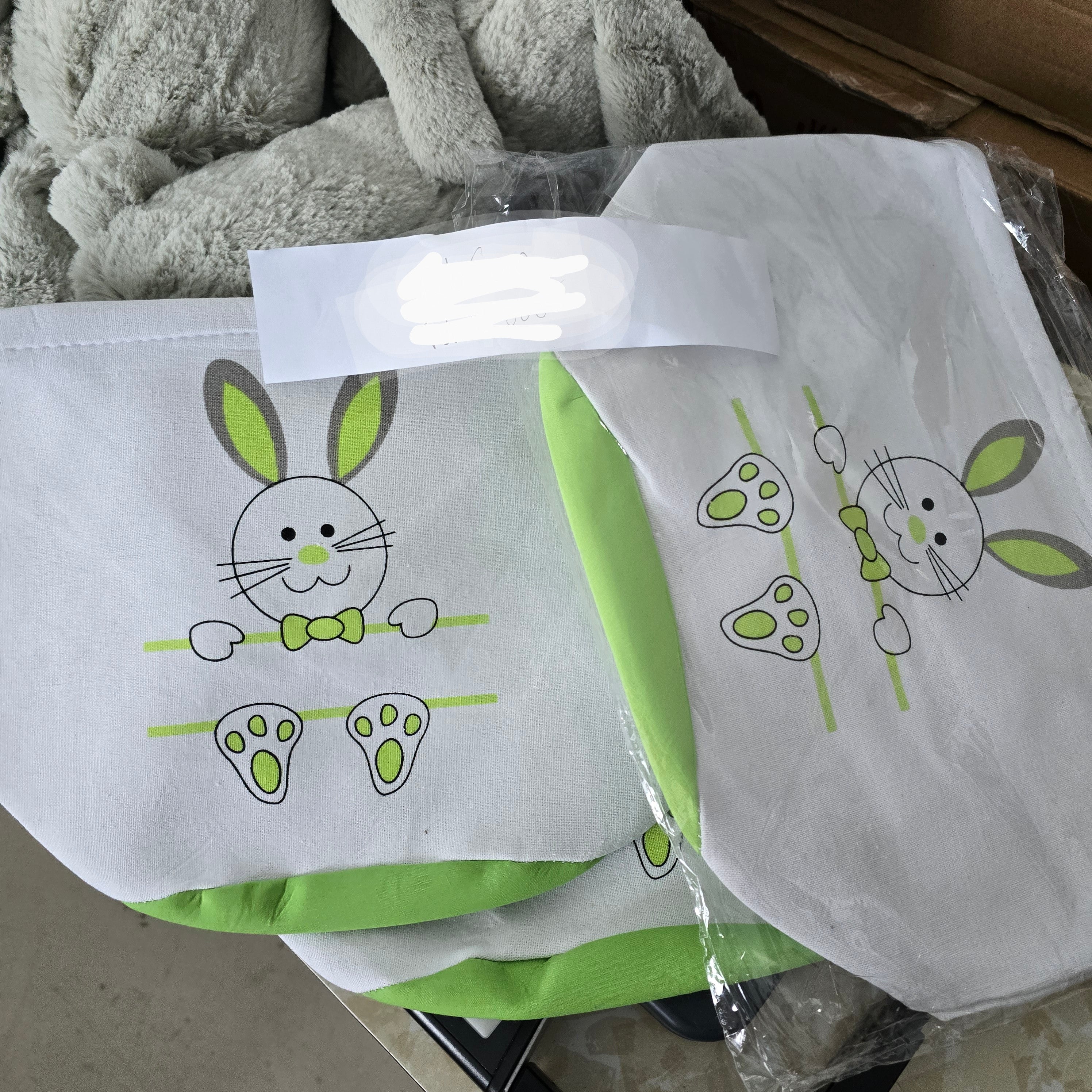 GREEN Cotton Canvas Name Plate Bunny BUCKETS -Design Blanks