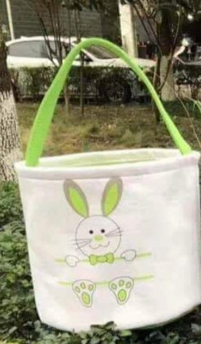 GREEN Cotton Canvas Name Plate Bunny BUCKETS -Design Blanks